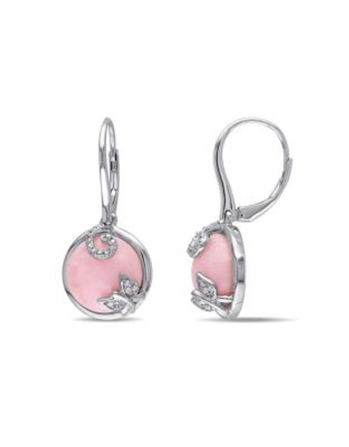 Concerto Diamond and Pink Opal Butterfly Drop Earrings - OPAL