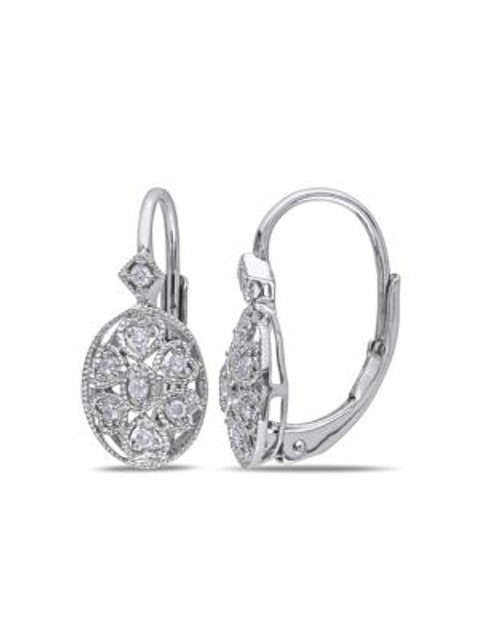 Concerto 0.11TCW Diamond Sterling Silver Vintage Leverback Earrings - DIAMOND