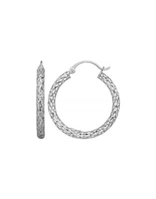 Fine Jewellery 14K White Gold Mesh Hoop Earrings - WHITE GOLD