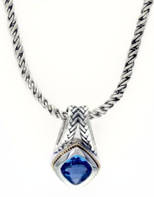 Effy 18K Two Tone Blue Topaz Pendant - TOPAZ