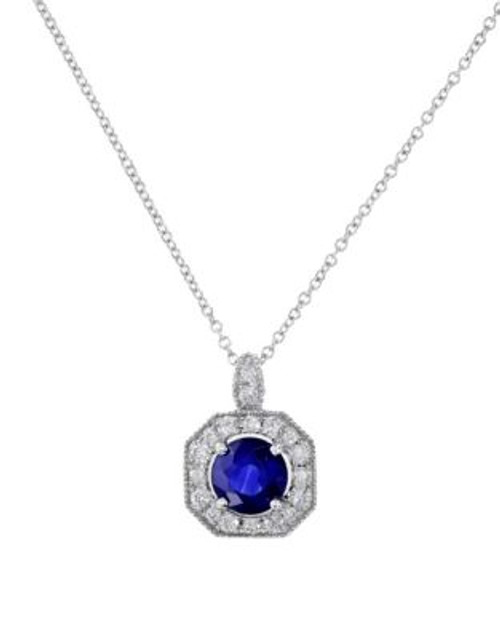 Effy 14K White Gold Diamond Sapphire Pendant - SAPPHIRE - 7