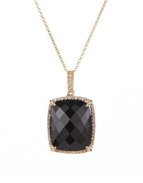 Effy Onyx, Diamond and 14K Yellow Gold Pendant Necklace - BLACK