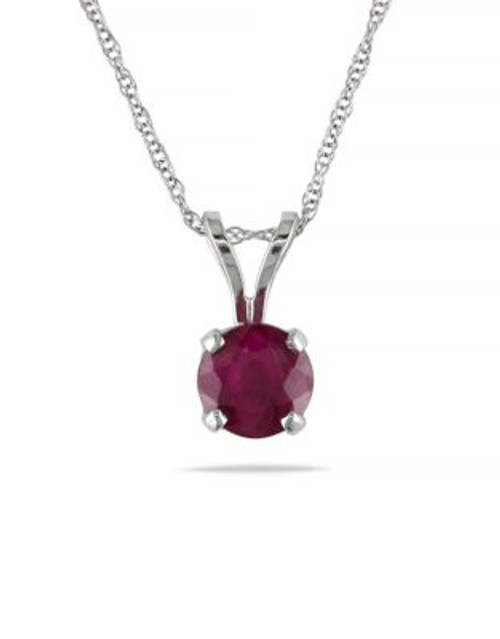 Concerto 14KW 1ct TGW 6mm Round Ruby 4-Prong Solitaire Pendant with Chain - RUBY