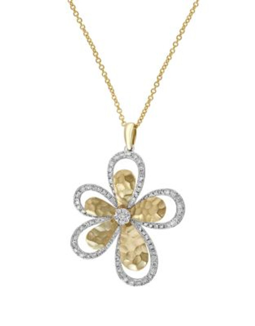 Effy 14K White and Yellow Gold Diamond Flower Pendant - TWO TONE