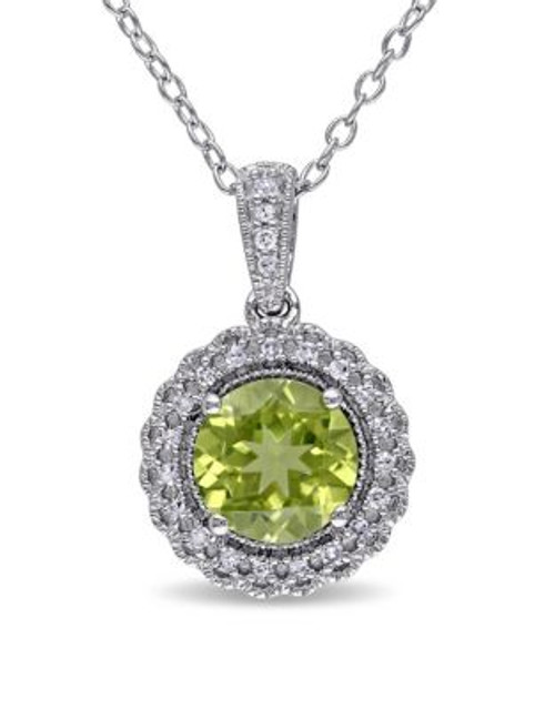 Concerto Sterling Silver and 0.1 TCW Diamond and Peridot Necklace - PERIDOT