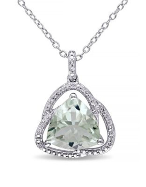 Concerto Green Amethyst and Diamond Sterling Silver Orbit Pendant Necklace - AMETHYST