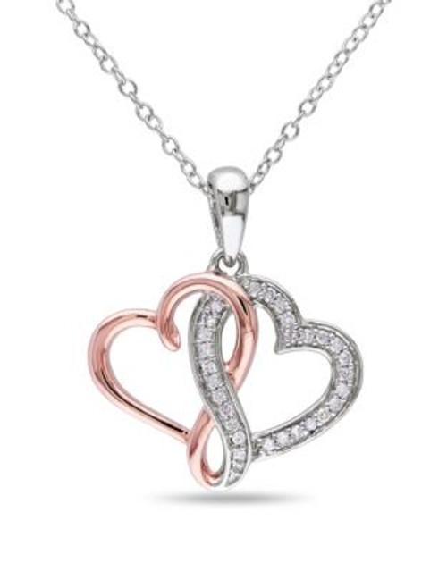 Concerto Two-Tone Diamond Paired Heart Necklace - DIAMOND