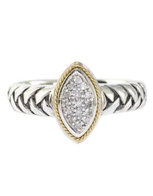 Effy 18K Yellow Gold and Silver 0.07ct Diamond Ring - DIAMOND - 7