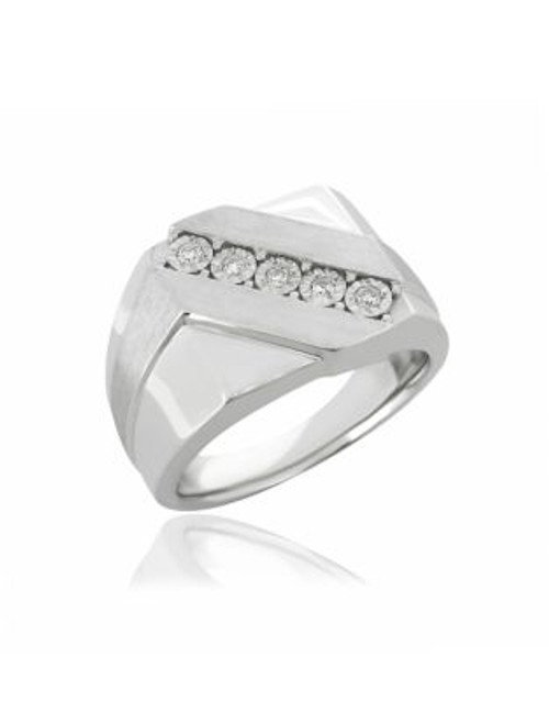 Fine Jewellery Sterling Silver Diagonal Diamonds Ring - DIAMOND - 10