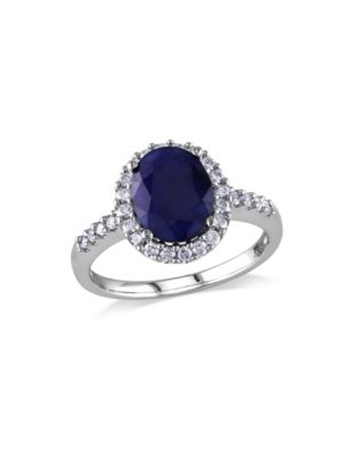Concerto .4 CT Diamond TW And 3.5 CT TGW Sapphire 14k White Gold Fashion Ring - BLUE - 9