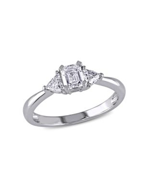 Concerto .75 CT Trillion and Emerald Diamonds TW 14k White Gold Fashion Ring - DIAMOND - 5