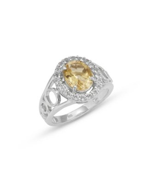 Fine Jewellery Sterling Silver Cut-Out Citrine and White Topaz Ring - CITRINE - 7