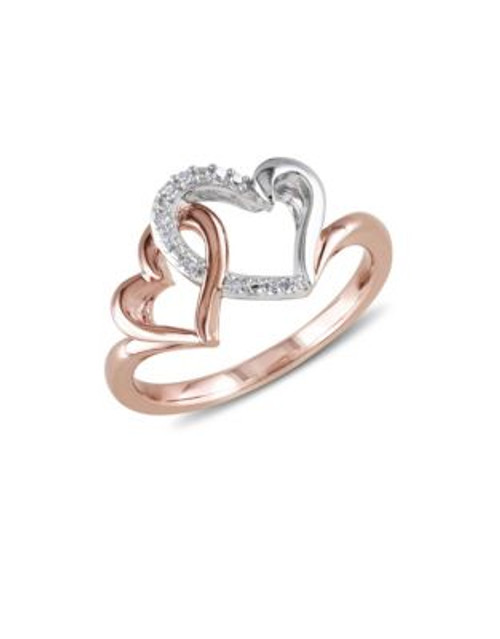 Concerto Diamond Two-Tone Interlocking Heart Ring - DIAMOND - 7