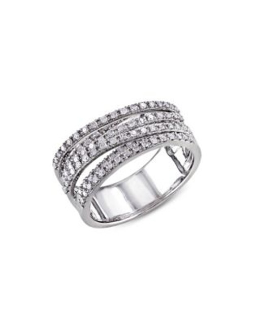 Concerto Diamond Multi-Band Crossover Sterling Silver Ring - DIAMOND - 7