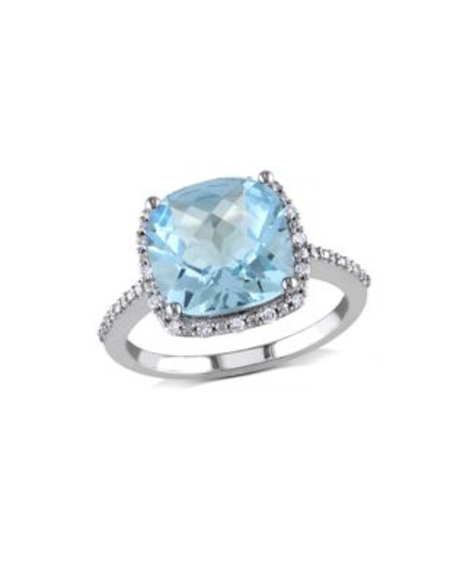 Concerto 5.25TCW Blue Topaz and Diamond Accent Halo Ring - TOPAZ - 9