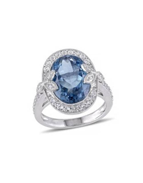 Concerto 7.88TCW Blue and White Topaz Cocktail Ring with Diamond Accent - TOPAZ - 8