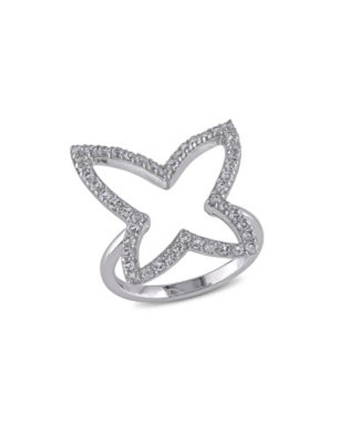 Concerto White Topaz Pave Star Ring - TOPAZ - 6