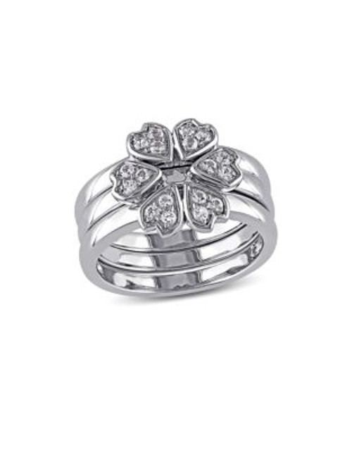 Concerto White Topaz Pave Petal Ring - TOPAZ - 6