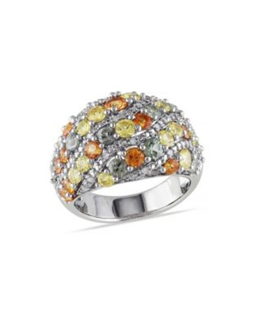 Concerto 0.1 TCW Diamond and Multicolour Sapphire Sterling Silver Ring - SAPPHIRE - 5