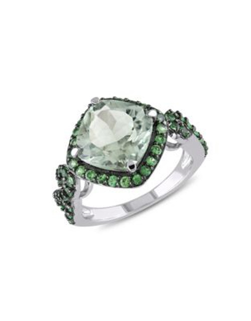 Concerto Green Amethyst and Tsavorite Sterling Silver Cocktail Ring - GREEN - 6