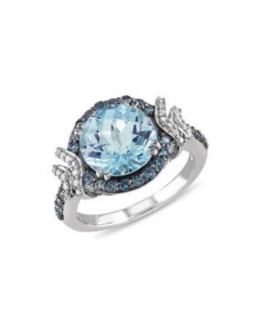 Concerto 0.125TCW Diamond and Blue Topaz Sterling Silver Ring - BLUE - 7