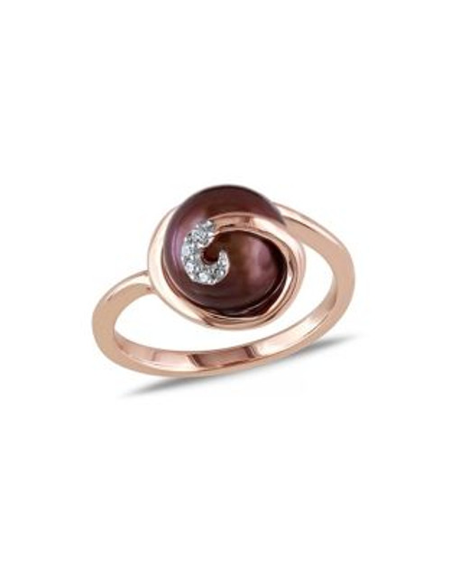 Concerto Brown Pearl 0.02 tcw Diamond and Pink Sterling Silver Ring - BROWN - 7
