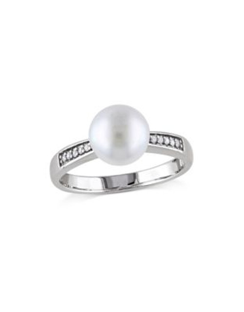 Concerto Sterling Silver 0.05 TCW Diamond and Freshwater Pearl Ring - WHITE - 5