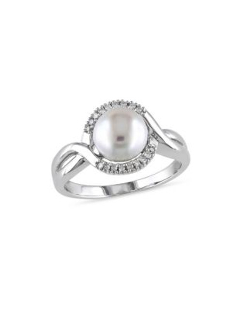 Concerto White Pearl 0.06 tcw Diamond and Sterling Silver Ring - WHITE - 6