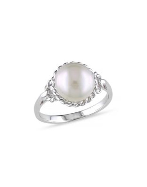 Concerto White Pearl and Sterling Silver Rope Ring - WHITE - 6