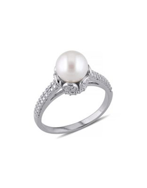 Concerto White Pearl 0.05 tcw Diamond and Sterling Silver Ring - WHITE - 7