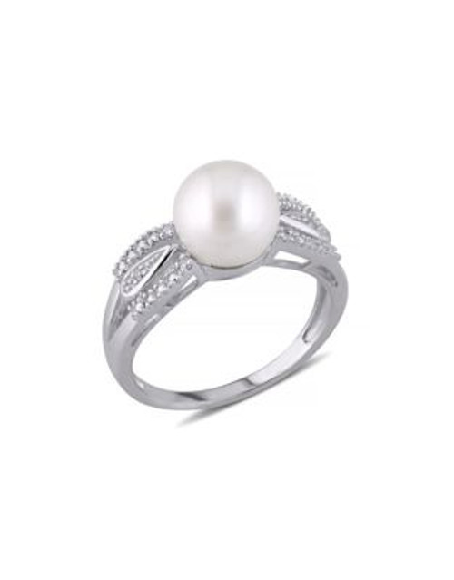 Concerto White Pearl 0.05 tcw Diamond and Sterling Silver Multiple-Band Ring - WHITE - 8