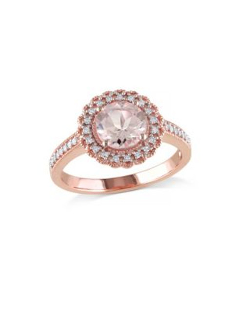 Concerto 1.16 TCW Morganite and 0.125 TCW Diamond Halo Ring - PINK - 9