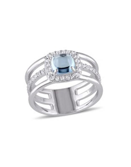 Concerto 2.06TCW Blue and White Topaz Sterling Silver Dome Ring - TOPAZ - 5
