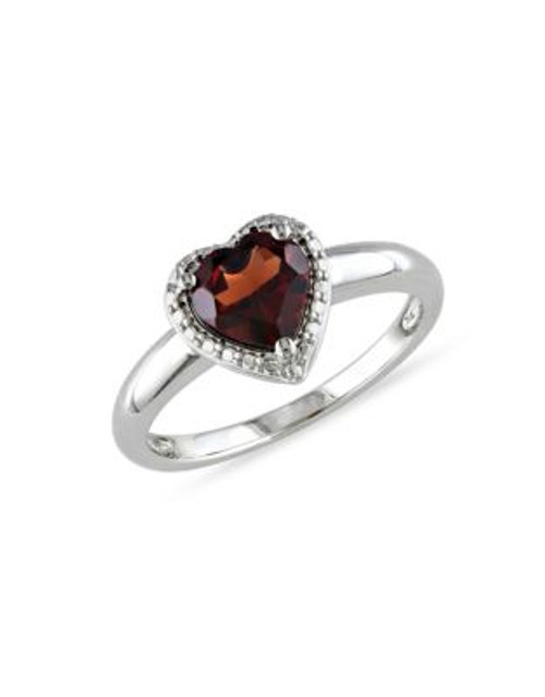 Concerto Garnet and Sterling Silver Heart Ring - GARNET - 5