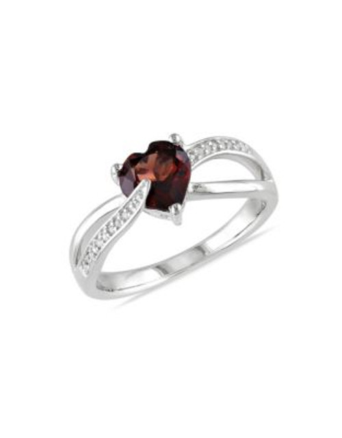 Concerto Garnet Diamond and Sterling Silver Twist Heart Ring - GARNET - 6