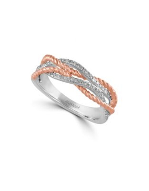 Effy 14K White Gold and Rose Gold Ring with 0.17 TCW Diamonds - DIAMOND - 7