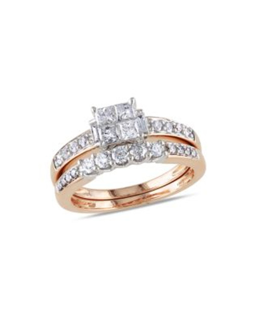 Concerto Diamond and Pink Gold Bridal Set Ring - DIAMOND - 9