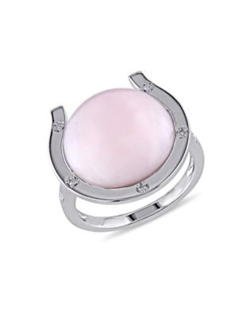 Concerto Pink Opal and 0.05 TCW Diamond Accent Sterling Silver Ring - OPAL - 5