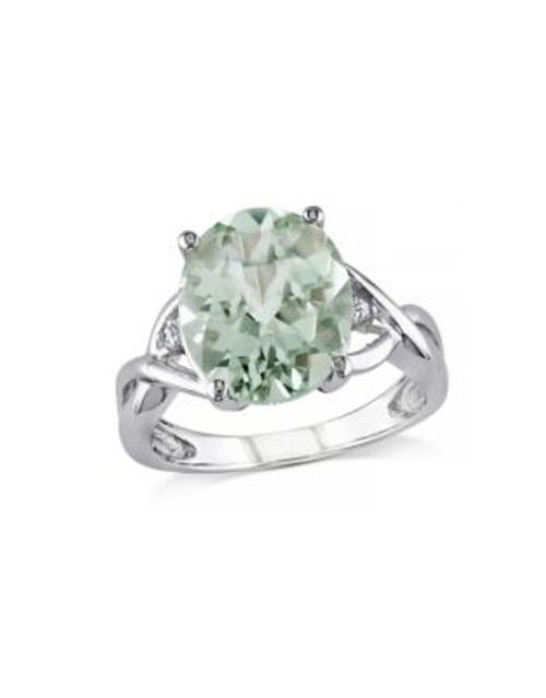 Concerto 4.33TCW Green Amethyst and Diamond Sterling Silver Cocktail Ring - AMETHYST - 9