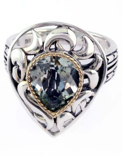 Effy 18k Yellow Gold and Silver Green Amethyst Ring - AMETHYST - 7