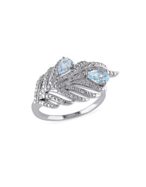 Concerto 0.70 TCW Blue Topaz Sterling Silver Leaf Ring - TOPAZ - 7