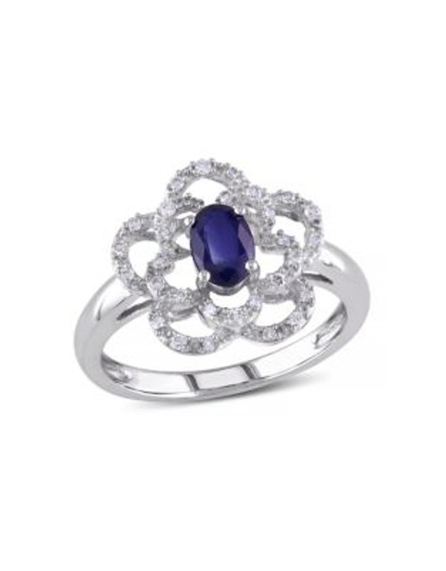 Concerto .167 CT Diamond TW And .625 CT TGW Sapphire 14k White Gold Fashion Ring - BLUE - 8