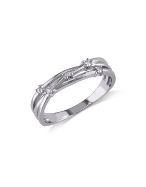 Concerto Diamond Sterling Silver Crossover Ring - DIAMOND - 7