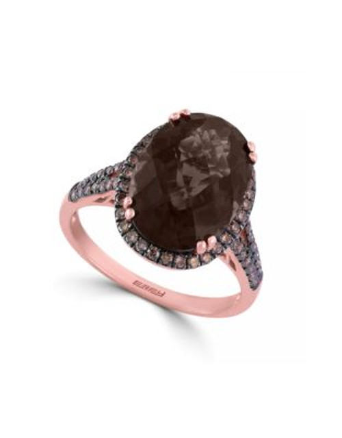 Effy 14K Rose Gold Chocolate Quartz Ring - QUARTZ - 7