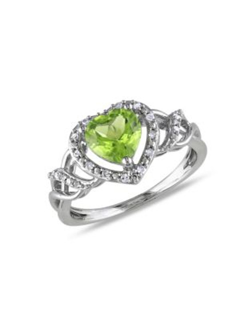 Concerto 0.1TCW Diamond and Peridot Heart Ring - PERIDOT - 6