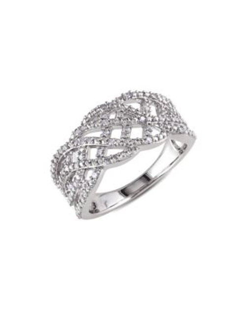 Concerto Interwoven Pave Diamond Sterling Silver Ring - DIAMOND - 5