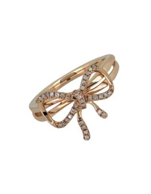 Fine Jewellery 0.1TCW Diamond and 14K Rose Gold Bow Ring - DIAMOND - 7