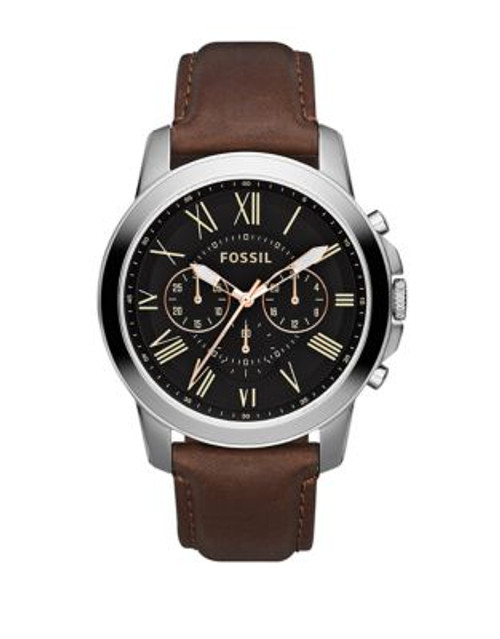 Fossil Grant Leather Watch Brown - BROWN