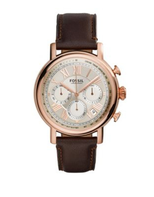 Fossil Buchanan Rose Goldtone Stainless Steel Leather Chronograph Watch - BROWN