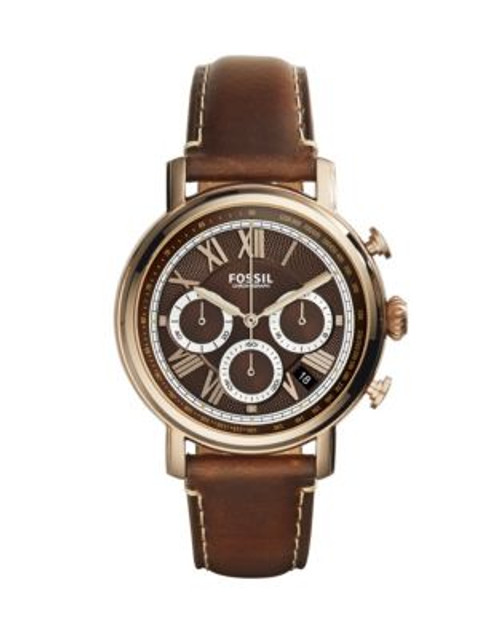 Fossil Buchanan Goldtone Stainless Steel Leather Chronograph Watch - BROWN